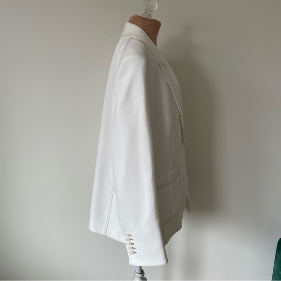 VERONICA BEARD Cosmo Dickey Off White Brown Contrast Topstitching Jacket Size 16 - Picture 7 of 14